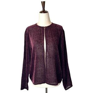 Eileen Fisher Sweater Women Small Burgundy Silk‎ Blend One Button Cardigan